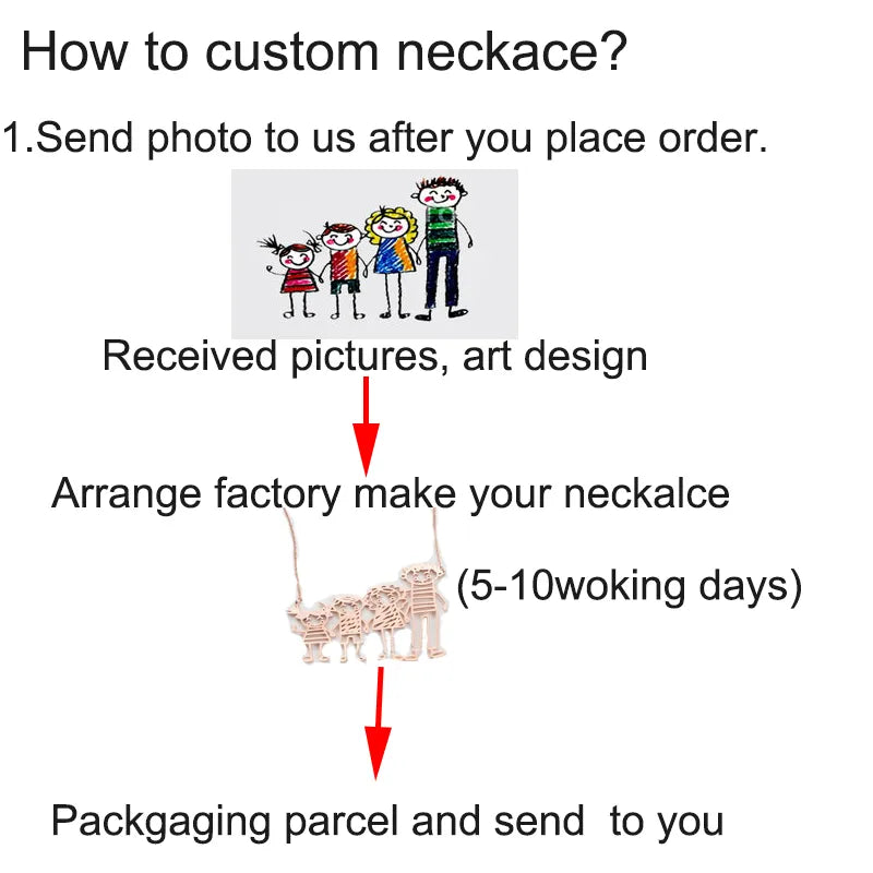 UZone Customized Children's Drawing Necklace Kid's Art Personalized