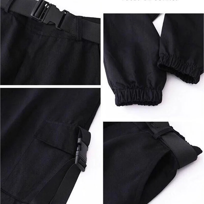 Women's High-Waisted Cargo Pants with Pockets - Streetwear Pants