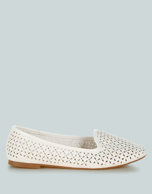 Load image into Gallery viewer, Women&#39;s Perforated Leather Ballet Flats
