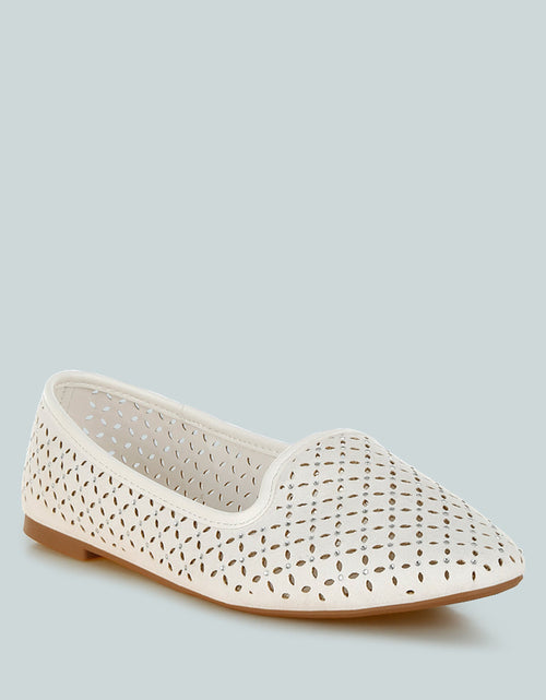 Load image into Gallery viewer, Women&#39;s Perforated Leather Ballet Flats
