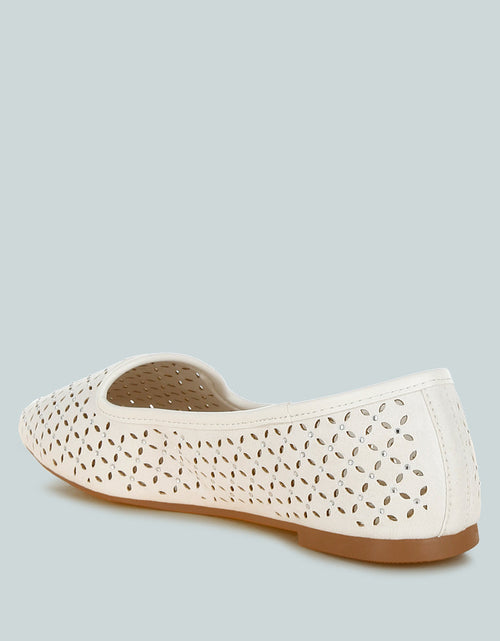 Load image into Gallery viewer, Women&#39;s Perforated Leather Ballet Flats
