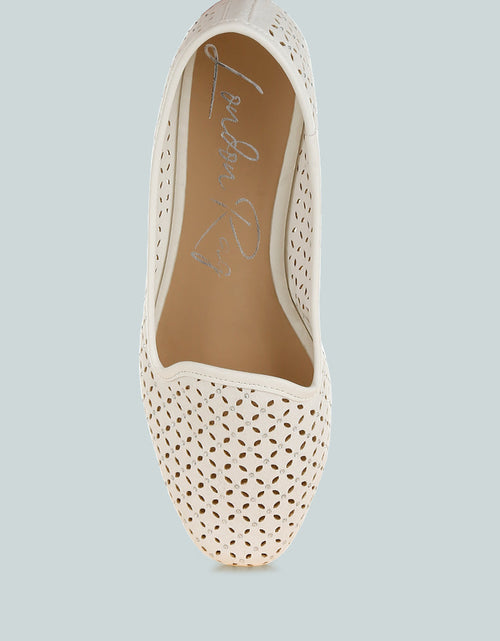 Load image into Gallery viewer, Women&#39;s Perforated Leather Ballet Flats
