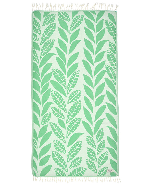 Load image into Gallery viewer, Eco-Friendly Leaf Print Turkish Cotton Beach Towel
