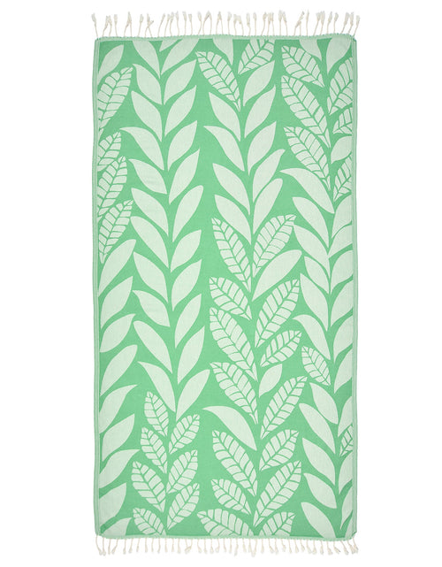 Load image into Gallery viewer, Eco-Friendly Leaf Print Turkish Cotton Beach Towel
