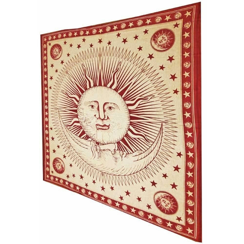 Load image into Gallery viewer, Divine Sun &amp; Celestial Crescent Moon Tapestry with Self Design Artwork
