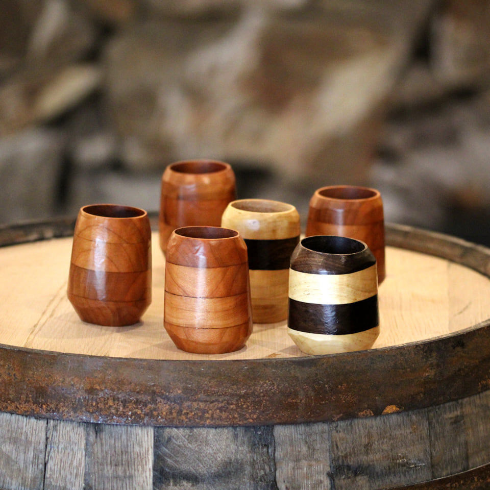 Handcrafted Wooden Shot Glasses – Rustic Barrel-Shaped Drinkware