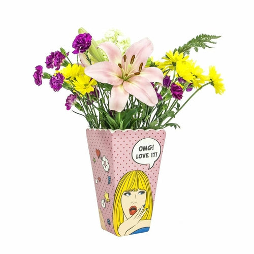 Pop Art Style Popcorn Box Vase