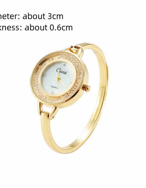 Load image into Gallery viewer, Elegant Women&#39;s Gold-Tone Bracelet Watch with Crystal Accented Bezel
