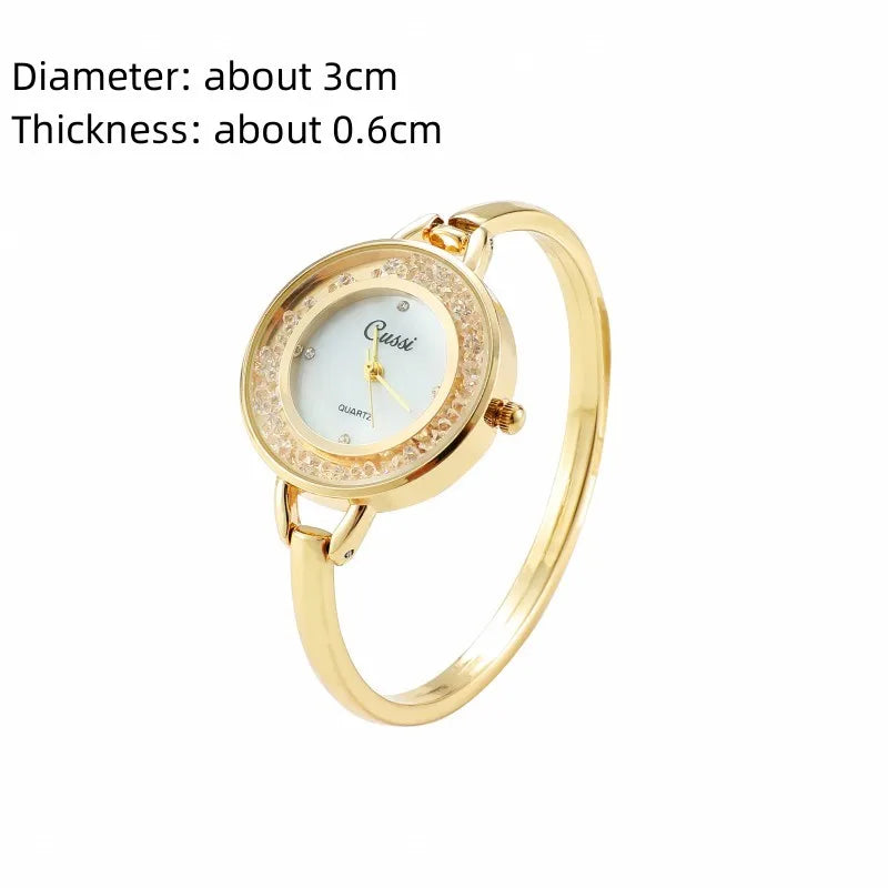 Elegant Women's Gold-Tone Bracelet Watch with Crystal Accented Bezel