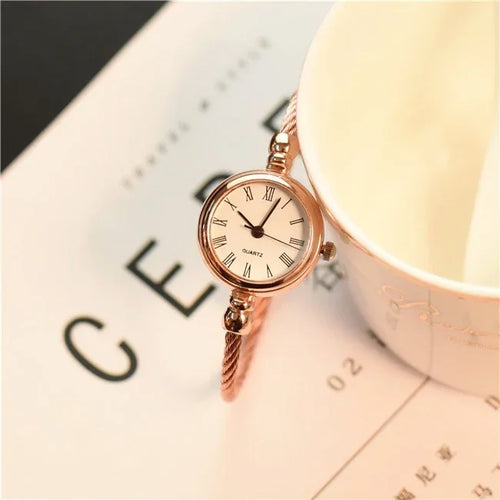 Elegant Roman Numeral Vintage Bangle Quartz Watch for Women