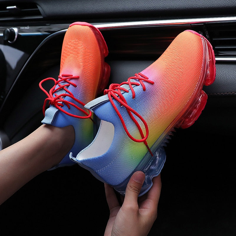 Women's Gradient Neon Air-Cushioned Sneakers