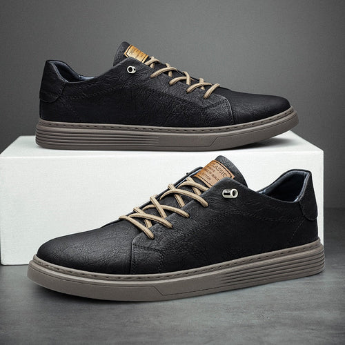 Men's Leather Casual Sneakers - Stylish Low-Top