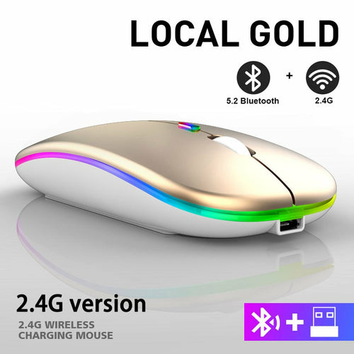 Wireless Rechargeable Bluetooth Mouse with RGB LED Backlight