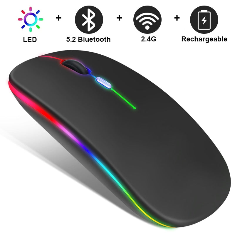 Wireless Rechargeable Bluetooth Mouse with RGB LED Backlight