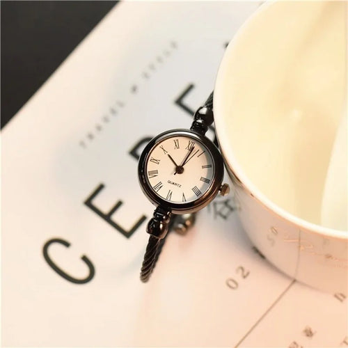 Elegant Roman Numeral Vintage Bangle Quartz Watch for Women