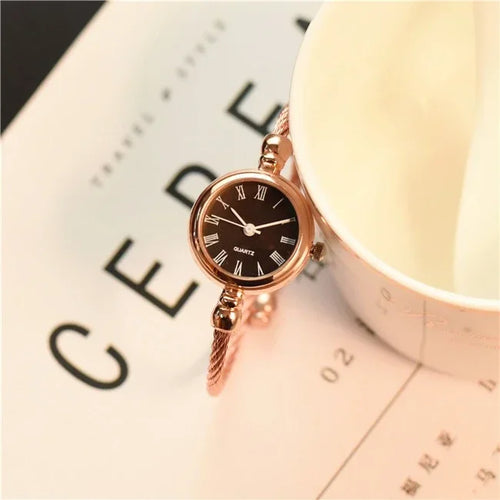 Elegant Roman Numeral Vintage Bangle Quartz Watch for Women