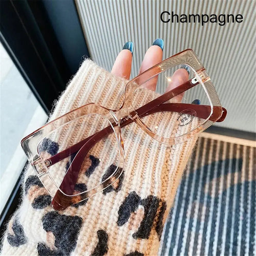 Oversized Square Fashion Glasses for Women - Clear Lens Eyewear