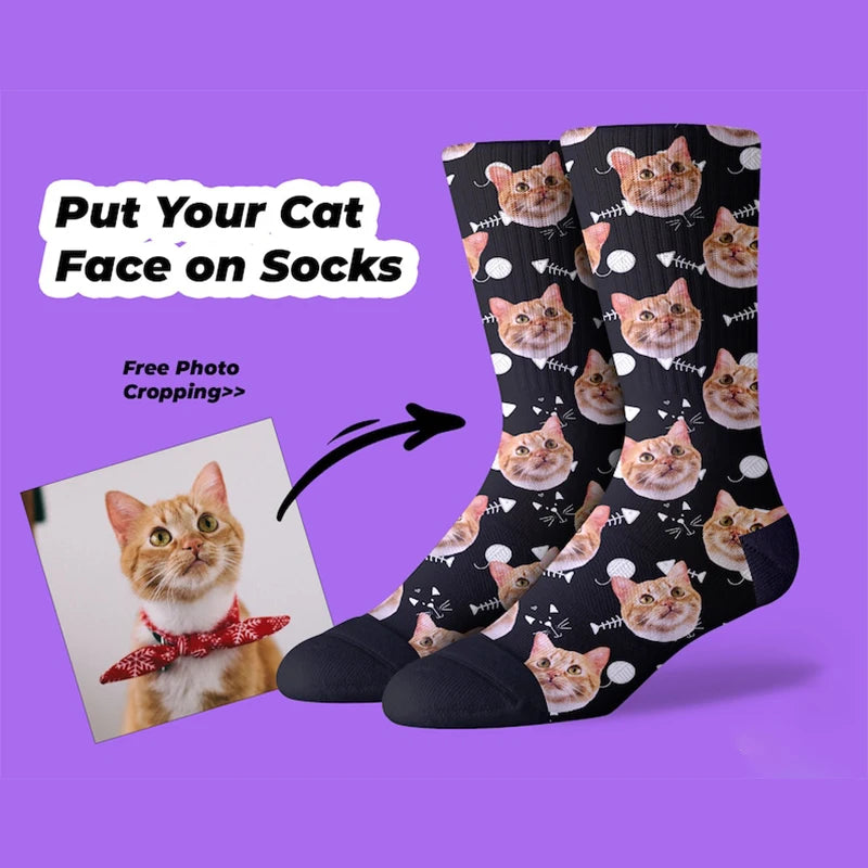 Personalized Custom Print Your Photo Pet Face Socks Socks Logo Fashion