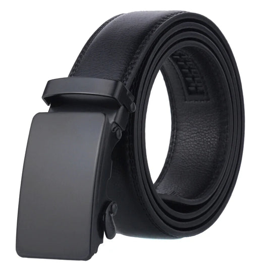 Men's Genuine Leather Ratchet Belt with Automatic Buckle