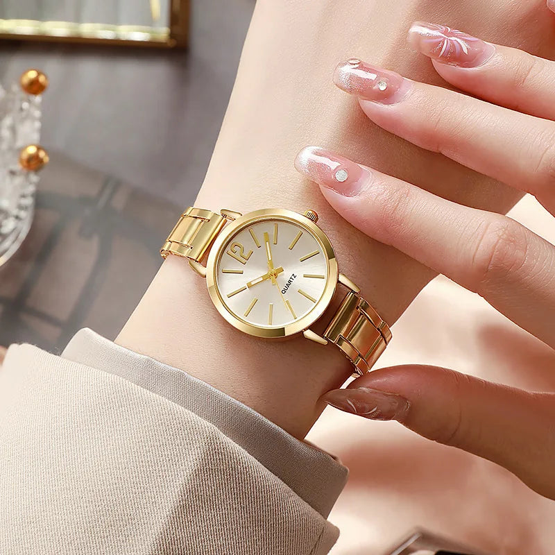 Elegant Women's Quartz Watch in Gold, Silver, Rose Gold & Black