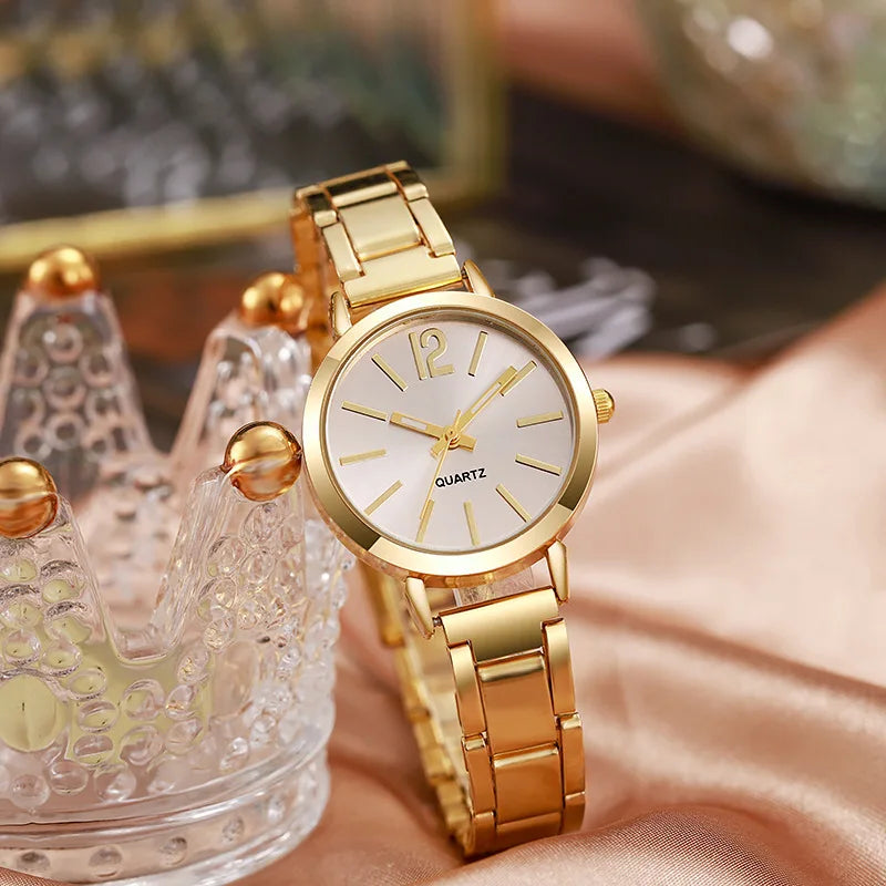 Elegant Women's Quartz Watch in Gold, Silver, Rose Gold & Black