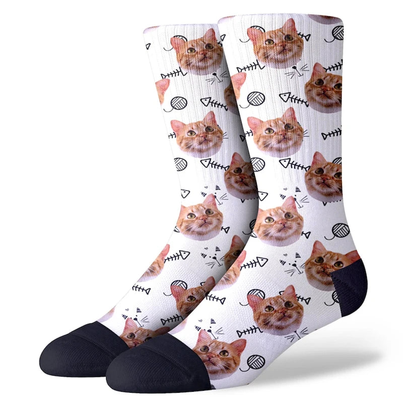 Personalized Custom Print Your Photo Pet Face Socks Socks Logo Fashion