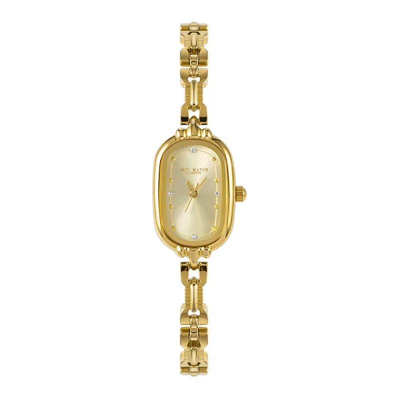 Luxurious Women’s Gold-Tone Quartz Bracelet Watch w/ Crystal Accents