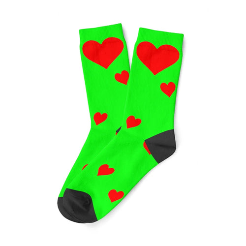 Load image into Gallery viewer, Custom Printed Socks with Couples&#39; Faces and Red Hearts - Personalized
