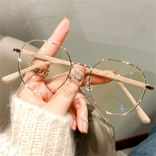 Round Metal Frame Glasses for Women - Retro Clear Lens Eyewear