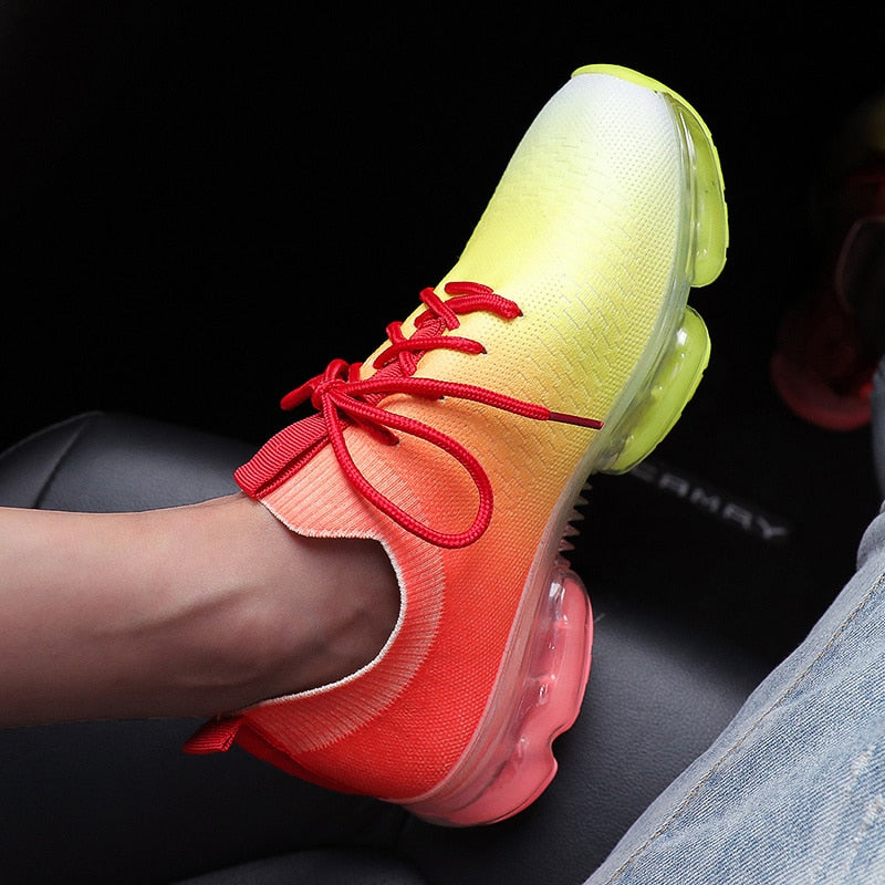 Women's Gradient Neon Air-Cushioned Sneakers