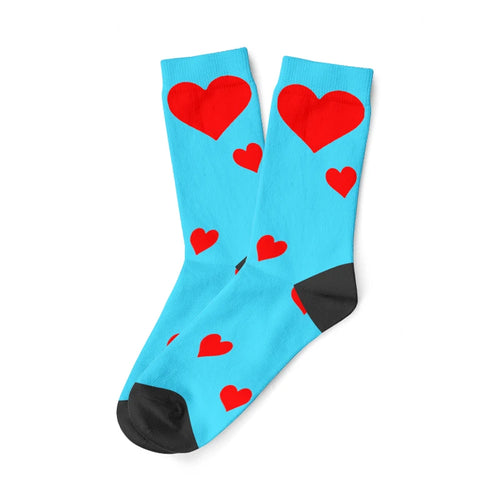 Load image into Gallery viewer, Custom Printed Socks with Couples&#39; Faces and Red Hearts - Personalized
