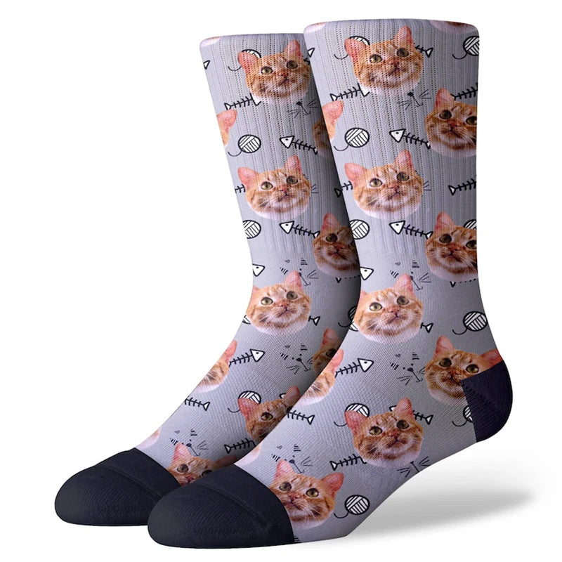 Personalized Custom Print Your Photo Pet Face Socks Socks Logo Fashion