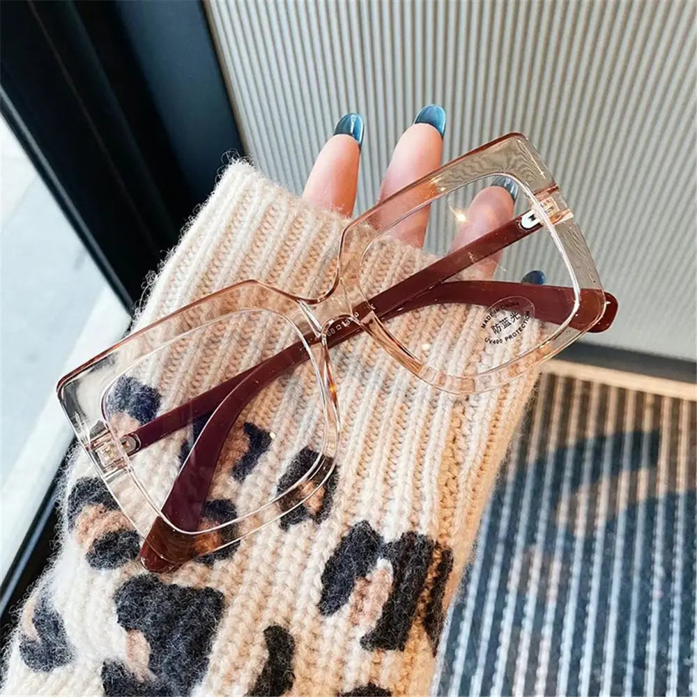 Oversized Square Fashion Glasses for Women - Clear Lens Eyewear