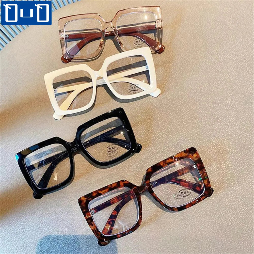 Oversized Square Fashion Glasses for Women - Clear Lens Eyewear