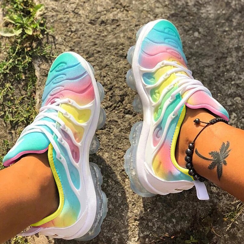 Women's Rainbow Gradient Air Cushion Sneakers - Lightweight