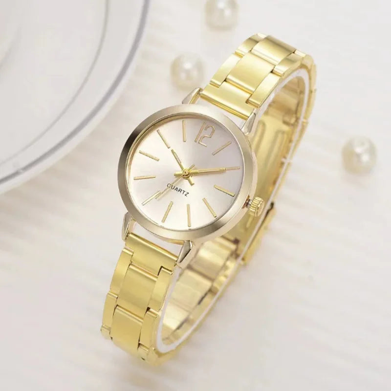 Elegant Women's Quartz Watch in Gold, Silver, Rose Gold & Black