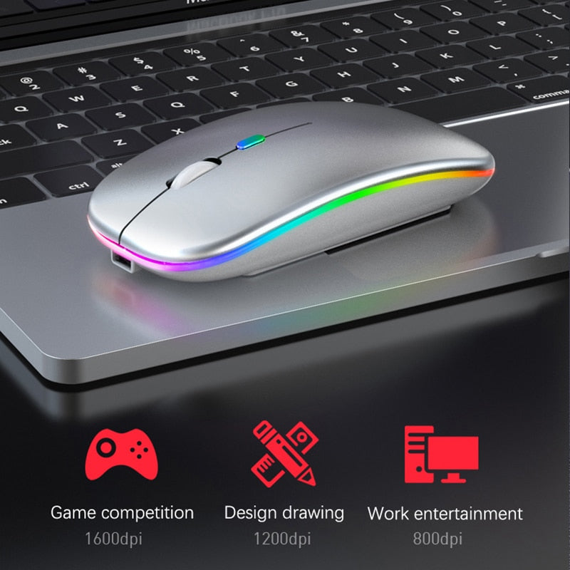 Wireless Rechargeable Bluetooth Mouse with RGB LED Backlight