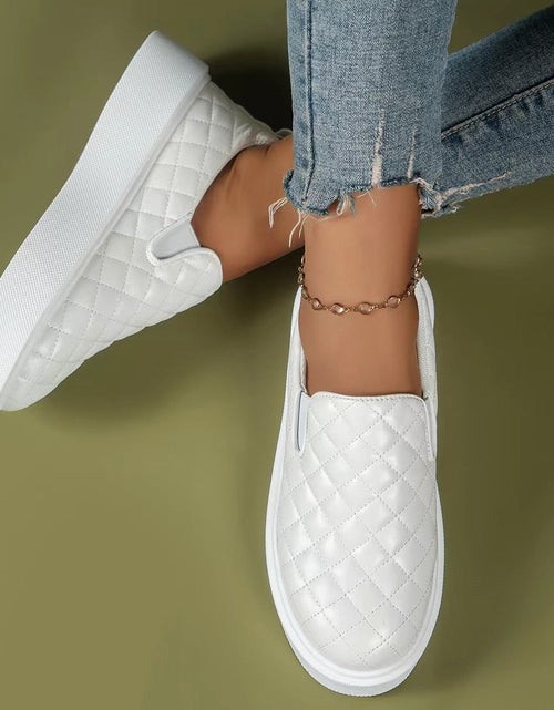 Load image into Gallery viewer, Women&#39;s White Quilted Slip-On Sneakers
