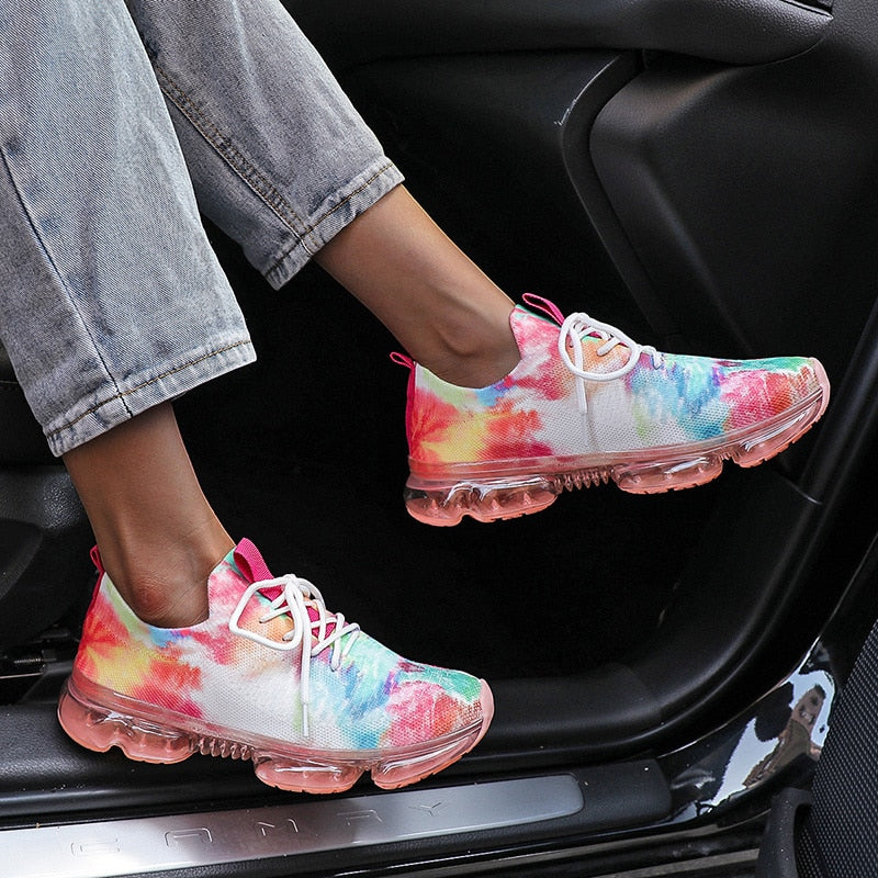 Women's Gradient Neon Air-Cushioned Sneakers