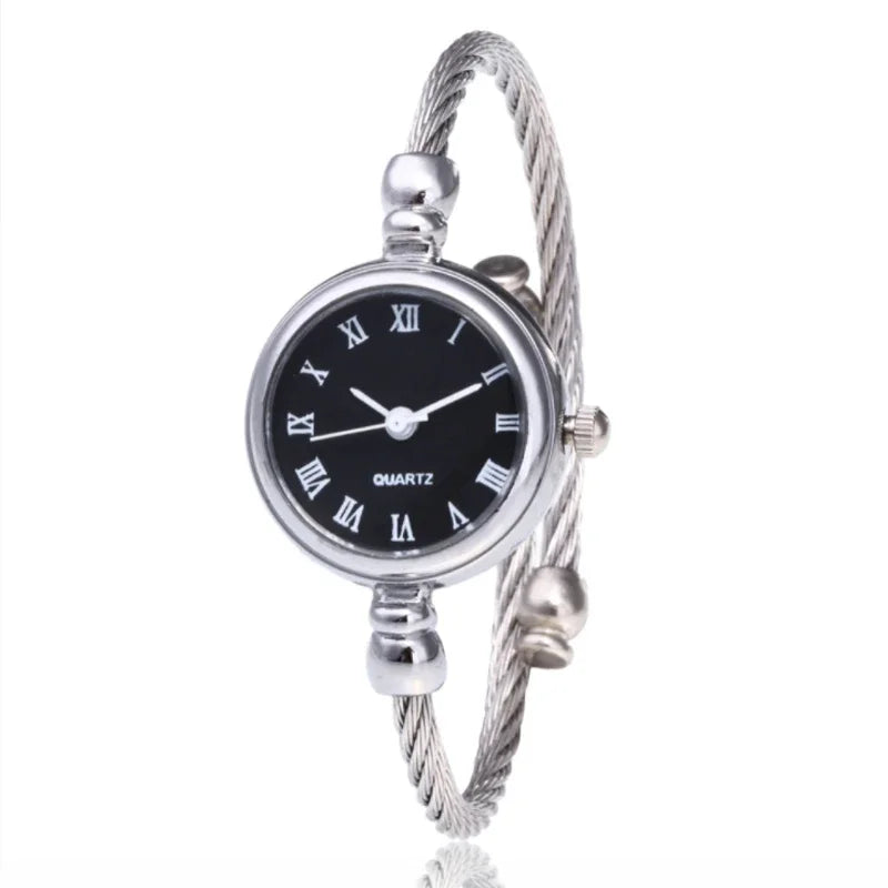 Elegant Roman Numeral Vintage Bangle Quartz Watch for Women