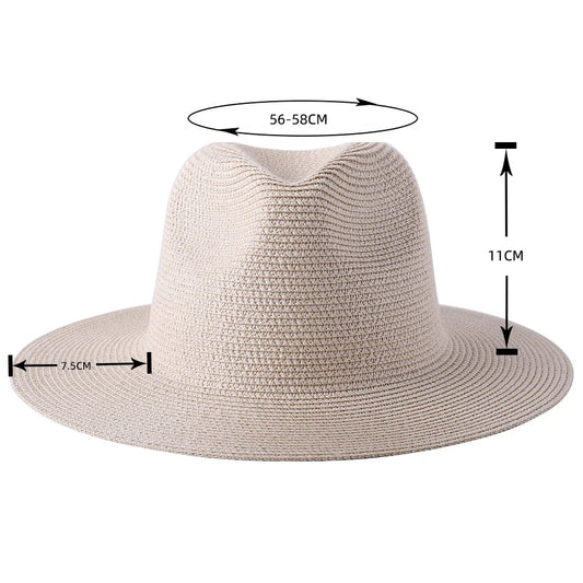 Wide Brim Straw Fedora Hat for Women – Classic Summer Beach Hat