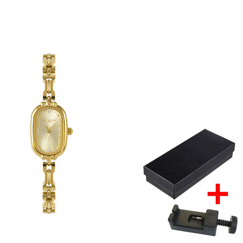 Load image into Gallery viewer, Luxurious Women’s Gold-Tone Quartz Bracelet Watch w/ Crystal Accents
