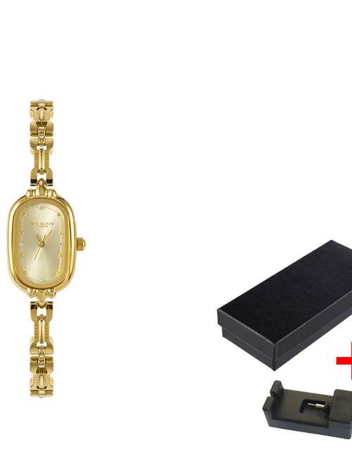 Load image into Gallery viewer, Luxurious Women’s Gold-Tone Quartz Bracelet Watch w/ Crystal Accents
