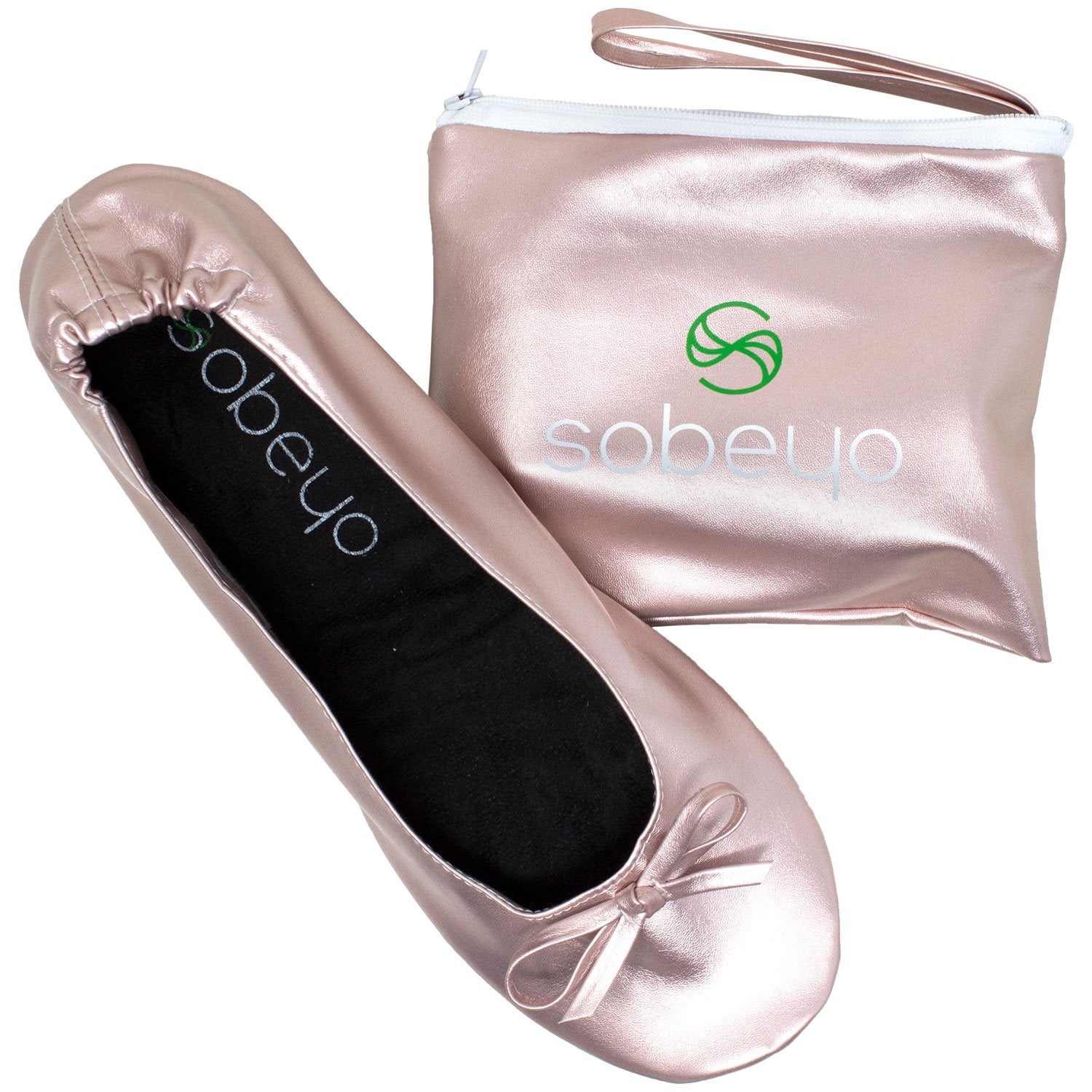 Women's Satin Ballet Flats with Bow | Slip-On Ballerina Shoes