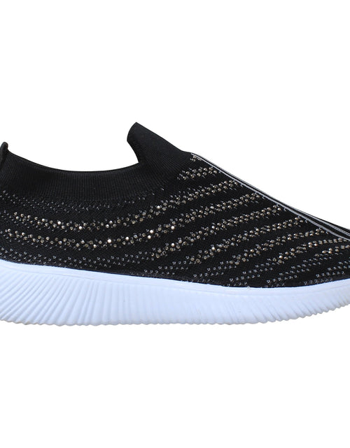 Load image into Gallery viewer, Women&#39;s Slip-On Knit Sneakers with Rhinestone Detailing
