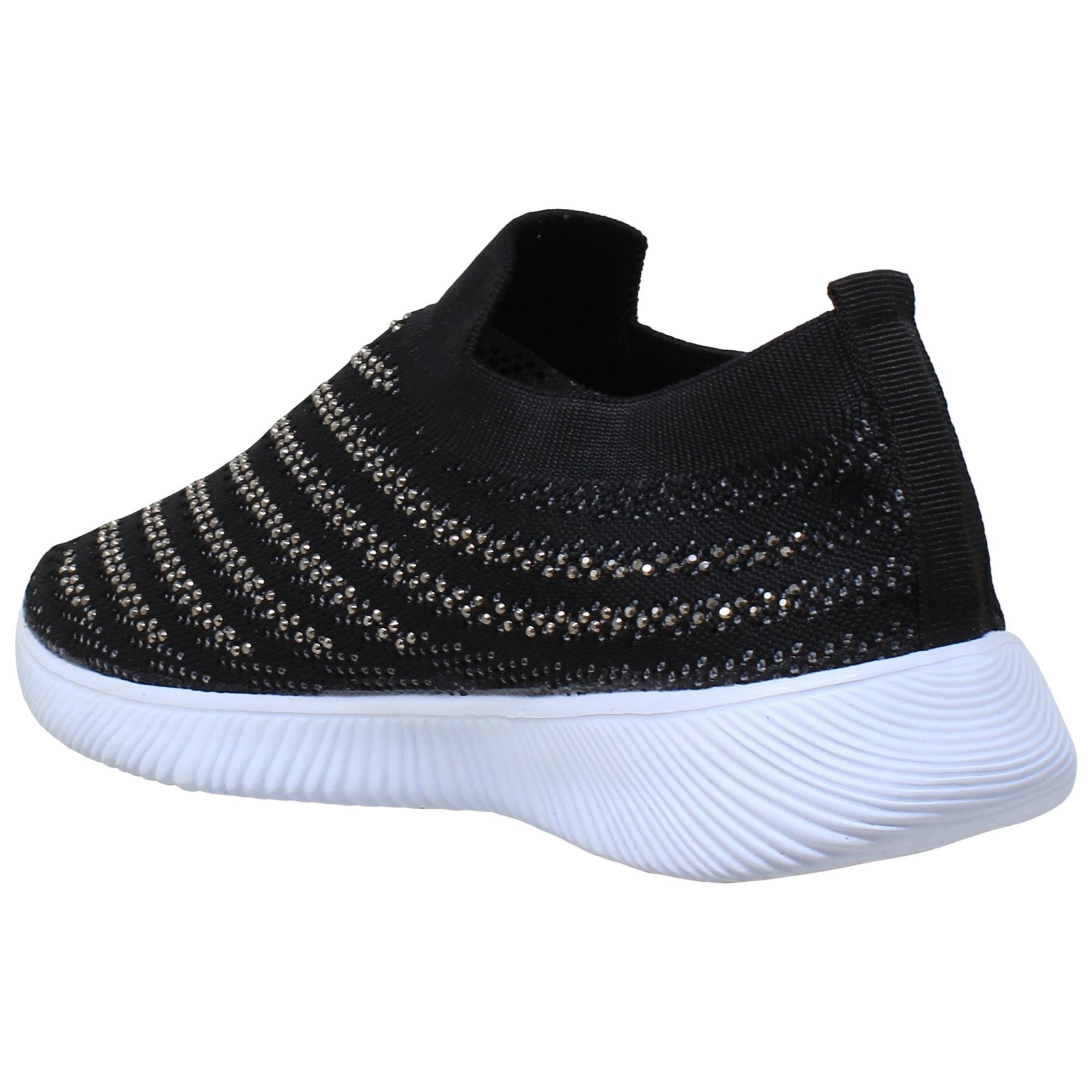 Women's Slip-On Knit Sneakers with Rhinestone Detailing