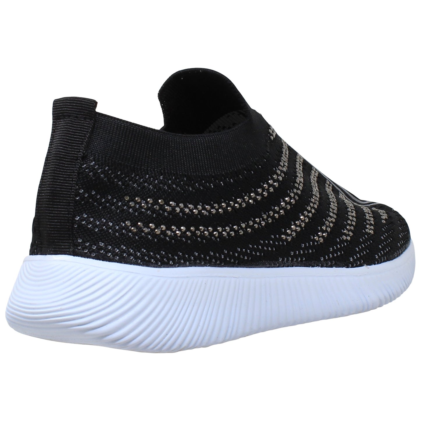 Women's Slip-On Knit Sneakers with Rhinestone Detailing