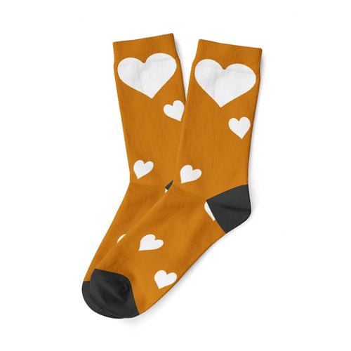 Load image into Gallery viewer, Custom Printed Socks with Couples&#39; Faces and Red Hearts - Personalized
