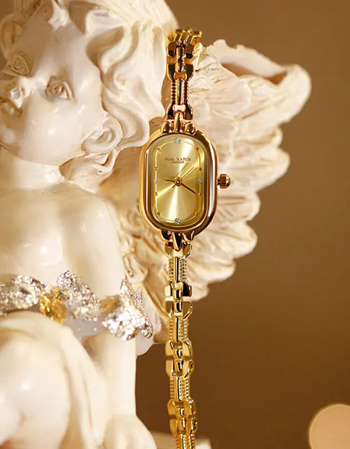 Load image into Gallery viewer, Luxurious Women’s Gold-Tone Quartz Bracelet Watch w/ Crystal Accents
