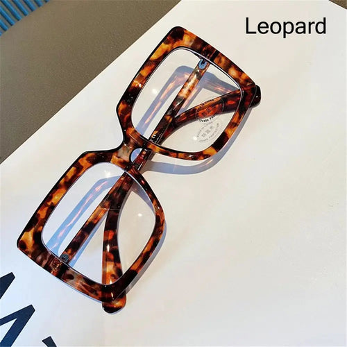 Oversized Square Fashion Glasses for Women - Clear Lens Eyewear